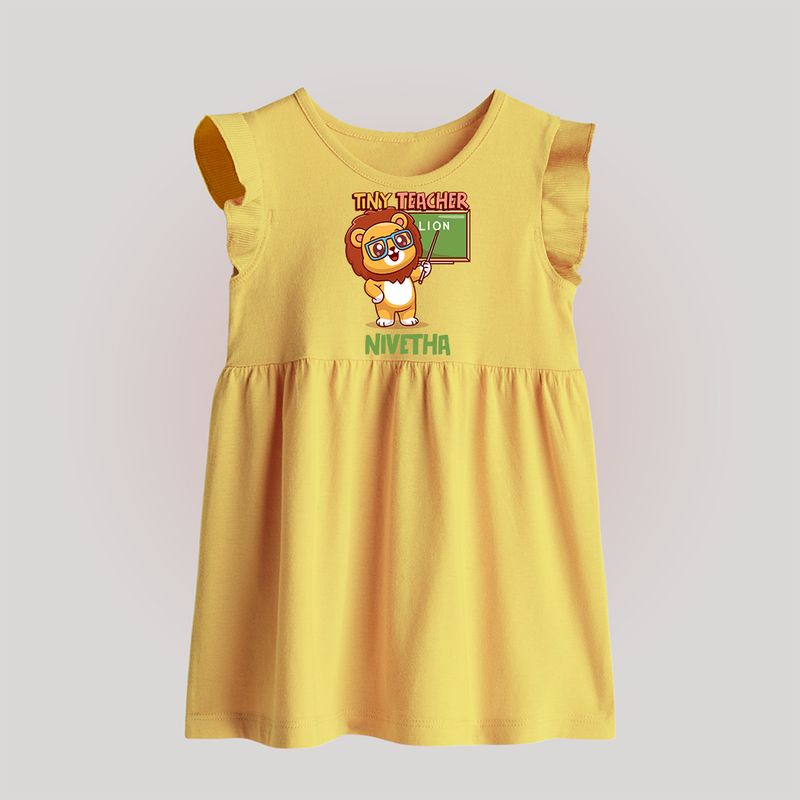 Future Tiny Teacher Baby Frock | Personalized Baby Frock for Babies - PASTEL YELLOW - 0 - 3 Months Old (Chest 17")
