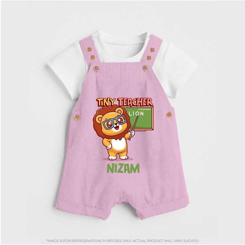 Future Tiny Teacher Dungaree Set | Personalized Dungaree Set for Babies - BABY PINK - 0 - 5 Months Old (Chest 18")