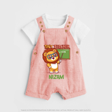 Future Tiny Teacher Dungaree Set | Personalized Dungaree Set for Babies - PEACH - 0 - 5 Months Old (Chest 18")