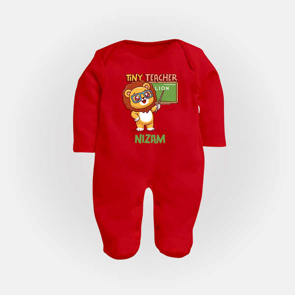 Future Tiny Teacher Sleep Suit | Personalized Sleep Suit for Babies - RED - New Born (Chest 7.5")