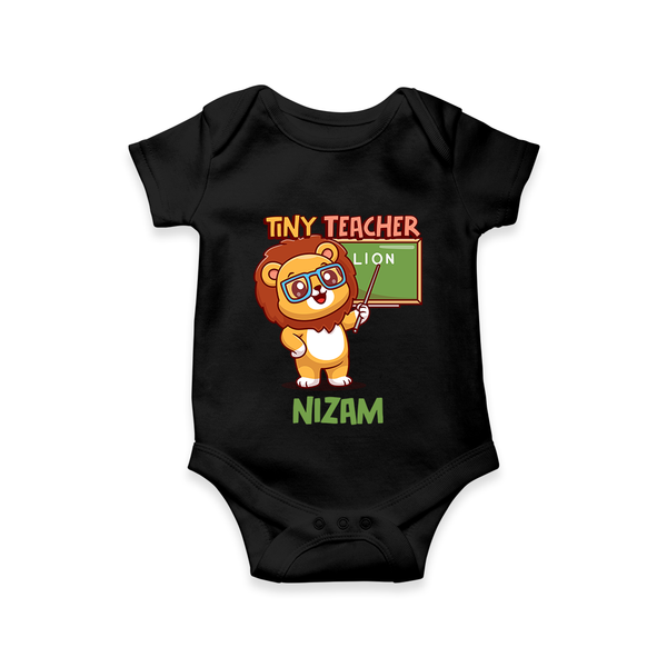 Future Tiny Teacher Romper / Onesie | Personalized Romper / Onesie for Babies - BLACK - New Born (Chest 14")