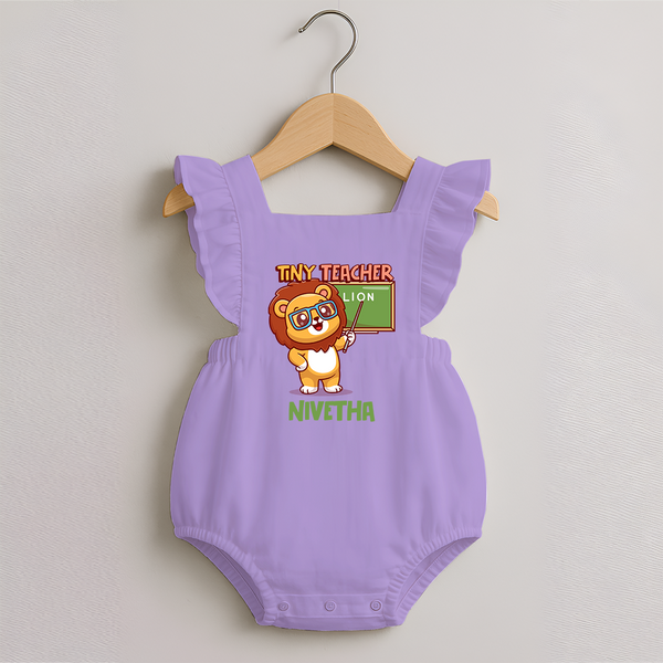 Future Tiny Teacher Romper Frock | Personalized Romper Frock for Babies - LILAC - 0 - 3 Months Old (Chest 19")