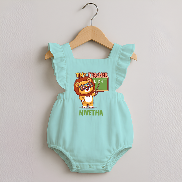 Future Tiny Teacher Romper Frock | Personalized Romper Frock for Babies - MINT GREEN - 0 - 3 Months Old (Chest 19")