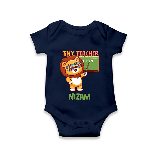 Future Tiny Teacher Romper / Onesie | Personalized Romper / Onesie for Babies - NAVY BLUE - New Born (Chest 14")