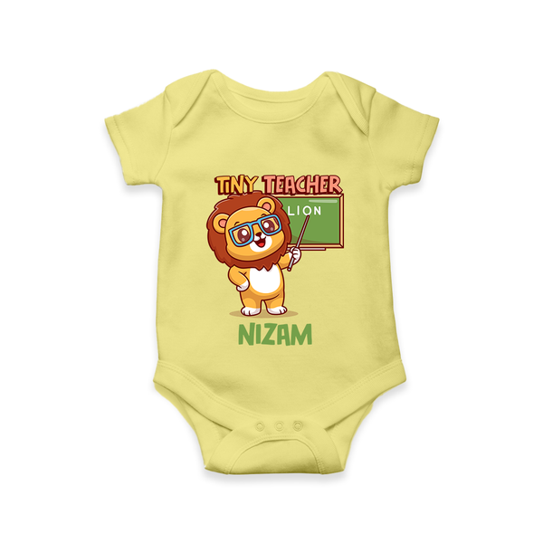 Future Tiny Teacher Romper / Onesie | Personalized Romper / Onesie for Babies - PASTEL YELLOW - New Born (Chest 14")
