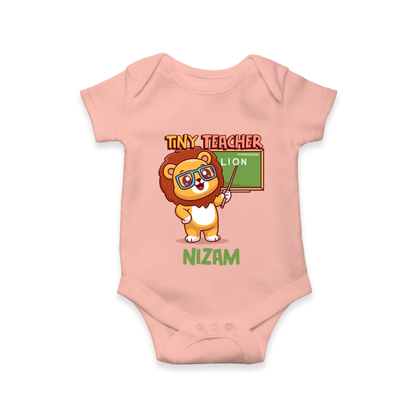 Future Tiny Teacher Romper / Onesie | Personalized Romper / Onesie for Babies - PEACH - New Born (Chest 14")