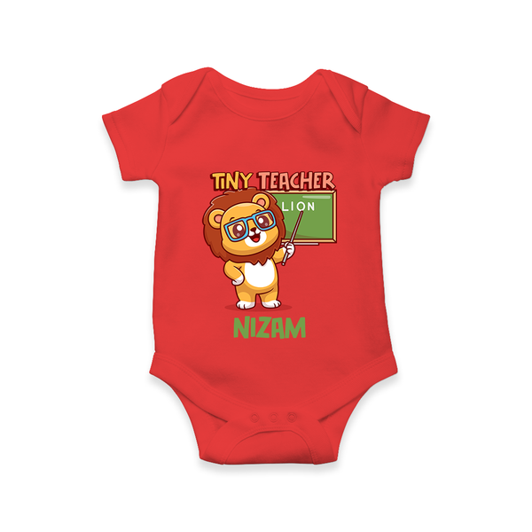 Future Tiny Teacher Romper / Onesie | Personalized Romper / Onesie for Babies - RED - New Born (Chest 14")
