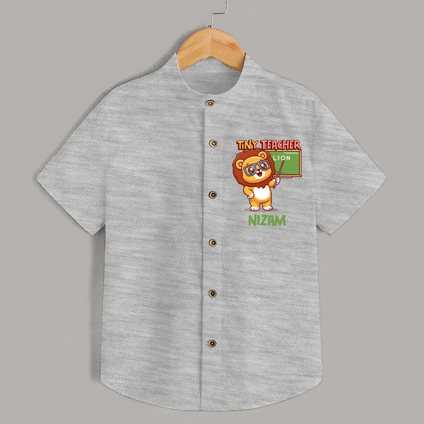 Future Tiny Teacher Shirt | Personalized Shirt for Babies - GREY - 0 - 6 Months Old (Chest 23")