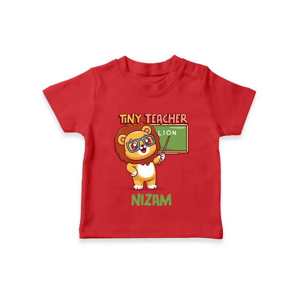 Future Tiny Teacher T-Shirt | Personalized T-Shirt for Babies - RED - 0-5 Months Old (Chest 17")