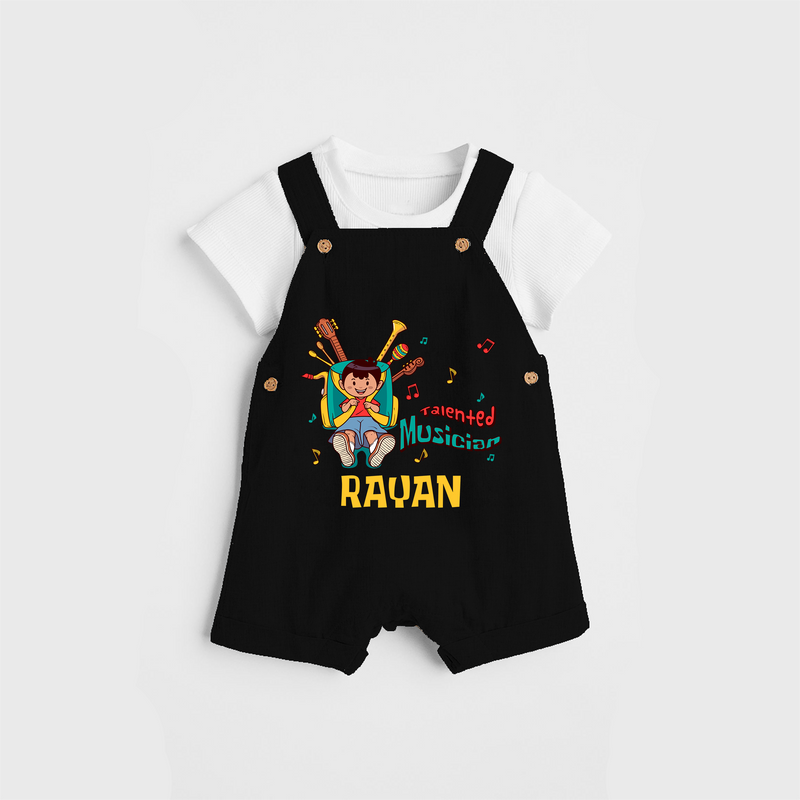 Talented Musician Dungaree - BLACK - 0 - 3 Months Old (Chest 17")