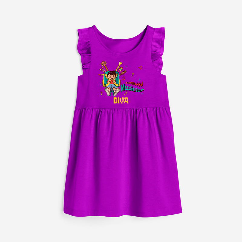 Talented Musician Frock - PURPLE - 0 - 6 Months Old (Chest 18")