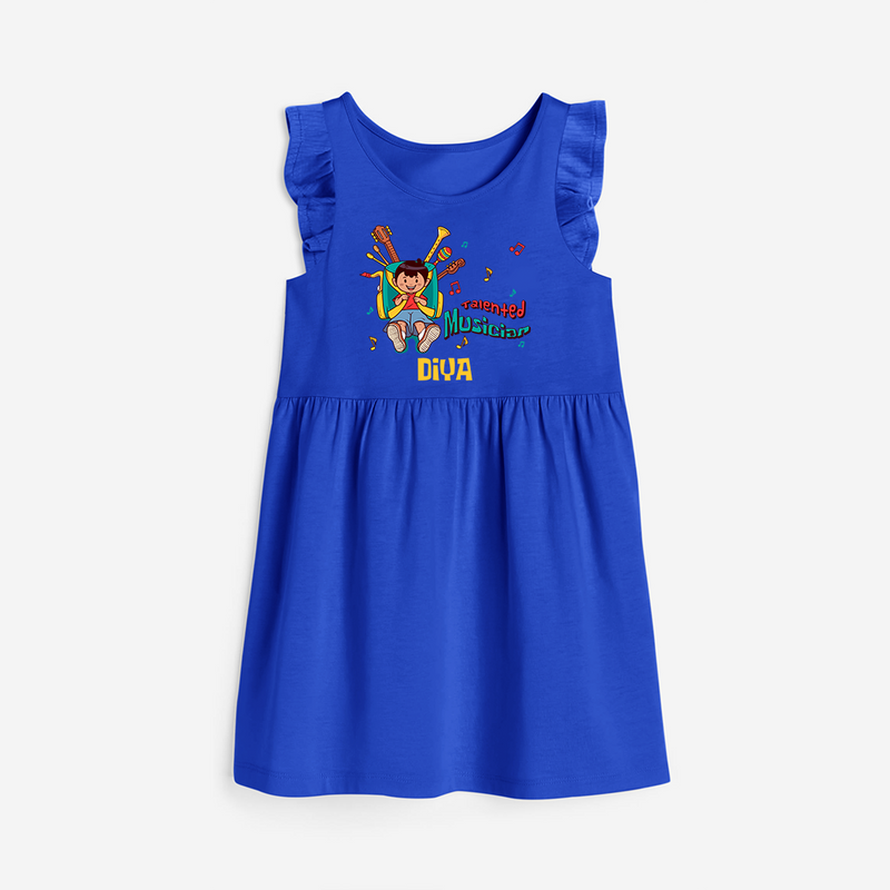 Talented Musician Frock - ROYAL BLUE - 0 - 6 Months Old (Chest 18")