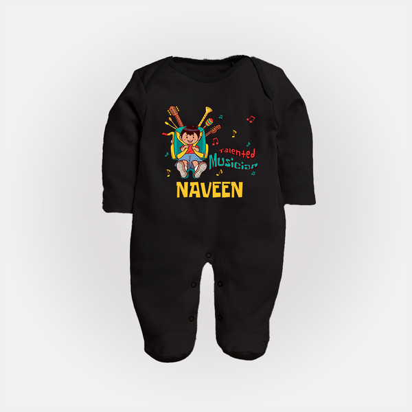 Future Musician Sleep Suit | Personalized Sleep Suit for Babies - BLACK - New Born (Chest 7.5")