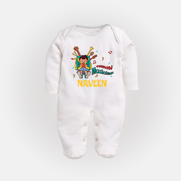 Future Musician Sleep Suit | Personalized Sleep Suit for Babies - WHITE - New Born (Chest 7.5")