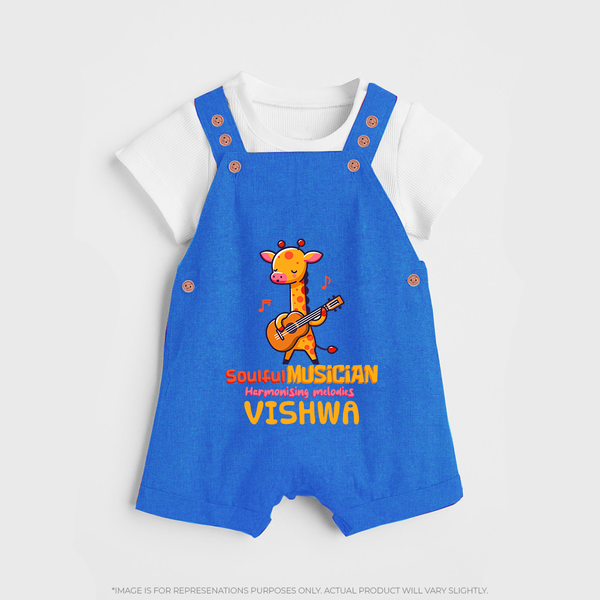Future Soulful Musician Dungaree Set | Personalized Dungaree Set for Babies - COBALT BLUE - 0 - 5 Months Old (Chest 18")