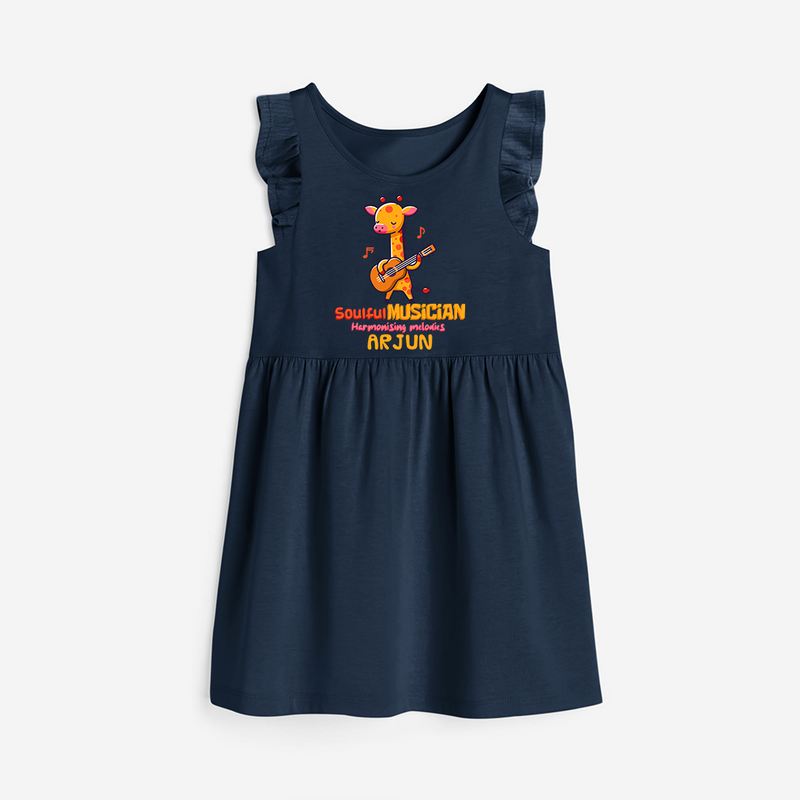 Soulful Musician Frock - NAVY BLUE - 0 - 6 Months Old (Chest 18")