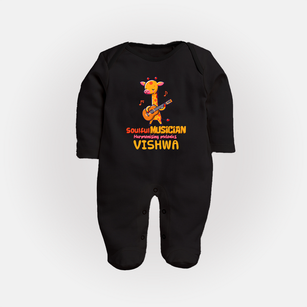 Future Soulful Musician Sleep Suit | Personalized Sleep Suit for Babies - BLACK - New Born (Chest 7.5")