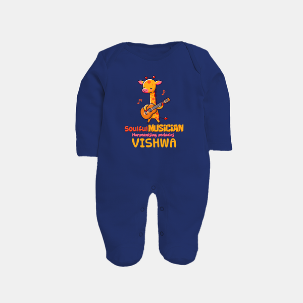 Future Soulful Musician Sleep Suit | Personalized Sleep Suit for Babies - NAVY BLUE - New Born (Chest 7.5")
