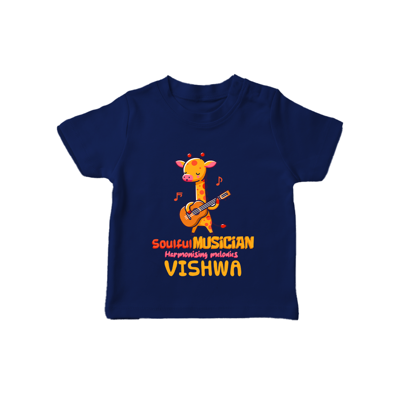Future Soulful Musician T-Shirt | Personalized T-Shirt for Babies - NAVY BLUE - 0-5 Months Old (Chest 17")