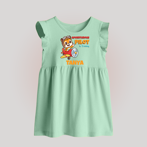 Future Pilot Baby Frock | Personalized Profession Baby Frock for Babies - MINT GREEN - 0 - 3 Months Old (Chest 17")