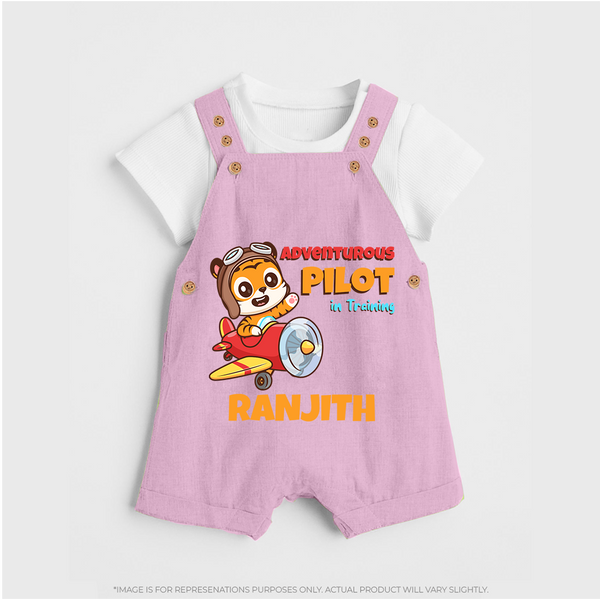Future Pilot Dungaree Set | Personalized Profession Dungaree Set for Babies - BABY PINK - 0 - 5 Months Old (Chest 18")