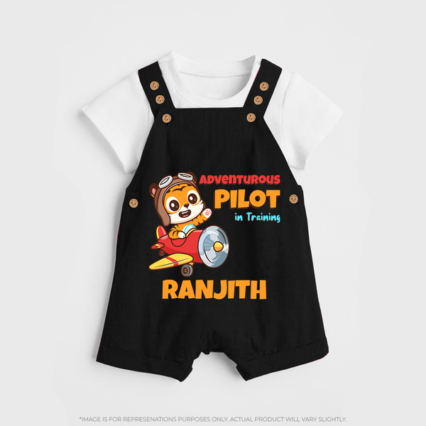 Future Pilot Dungaree Set | Personalized Profession Dungaree Set for Babies - BLACK - 0 - 5 Months Old (Chest 18")