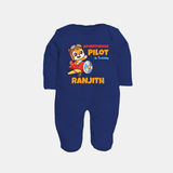 Future Pilot Sleep Suit | Personalized Profession Sleep Suit for Babies - NAVY BLUE - New Born (Chest 7.5")