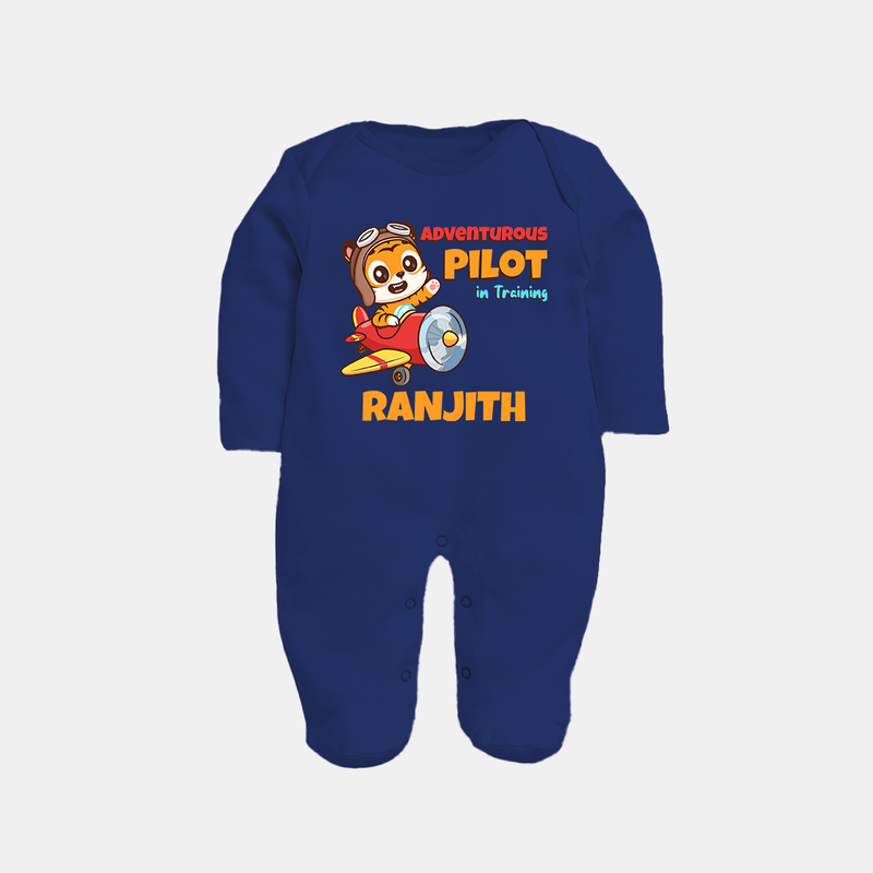 Future Pilot Sleep Suit | Personalized Profession Sleep Suit for Babies - NAVY BLUE - New Born (Chest 7.5")