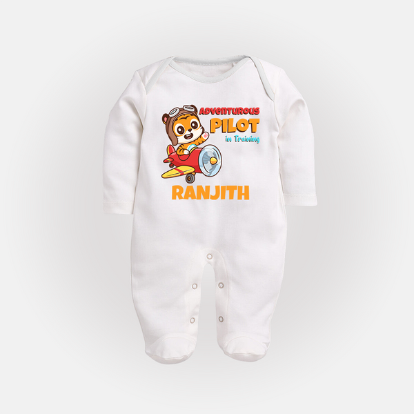 Future Pilot Sleep Suit | Personalized Profession Sleep Suit for Babies - WHITE - New Born (Chest 7.5")