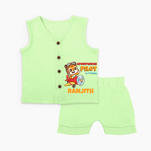 Future Pilot Jabla Set | Personalized Profession Jabla Set for Babies - PASTEL GREEN - 0 - 3 Months Old (Chest 9.8")