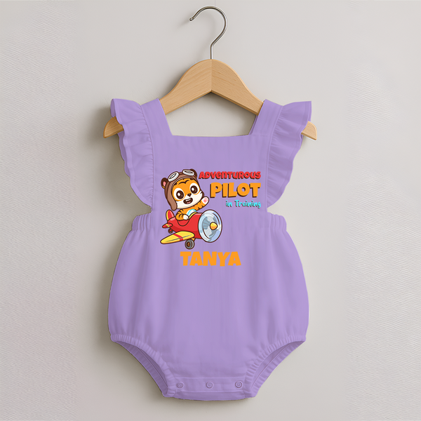 Future Pilot Romper Frock | Personalized Profession Romper Frock for Babies - LILAC - 0 - 3 Months Old (Chest 19")