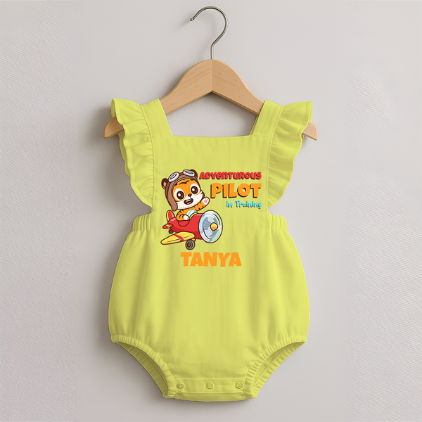 Future Pilot Romper Frock | Personalized Profession Romper Frock for Babies - PASTEL YELLOW - 0 - 3 Months Old (Chest 19")