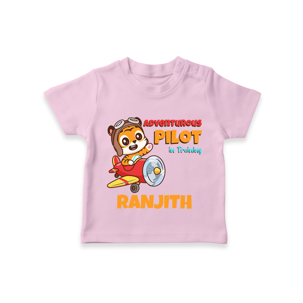 Future Pilot T-Shirt | Personalized Profession T-Shirt for Babies - BABY PINK - 0-5 Months Old (Chest 17")
