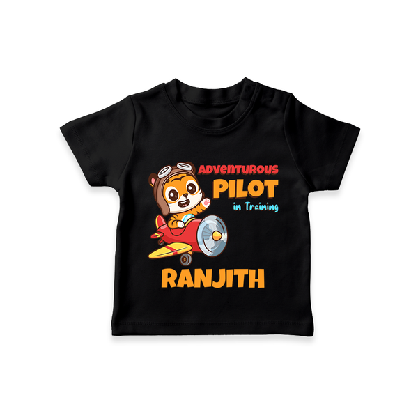 Future Pilot T-Shirt | Personalized Profession T-Shirt for Babies - BLACK - 0-5 Months Old (Chest 17")