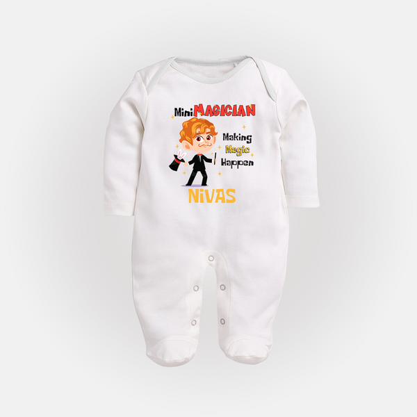 Future Mini Magician Sleep Suit | Personalized Profession Sleep Suit - WHITE - New Born (Chest 7.5")