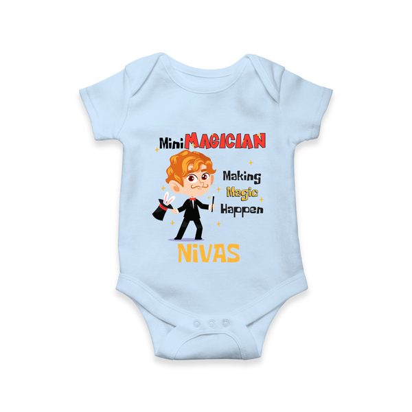 Future Mini Magician Romper / Onesie | Personalized Profession Romper / Onesie - BABY BLUE - New Born (Chest 14")