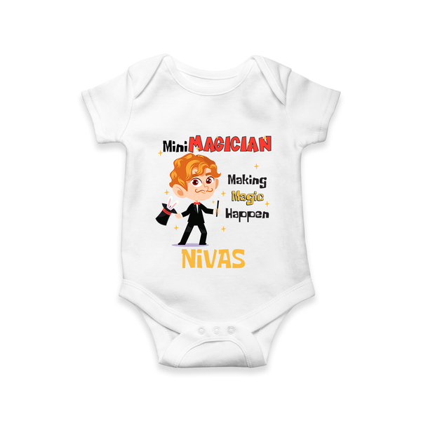 Future Mini Magician Romper / Onesie | Personalized Profession Romper / Onesie - WHITE - New Born (Chest 14")