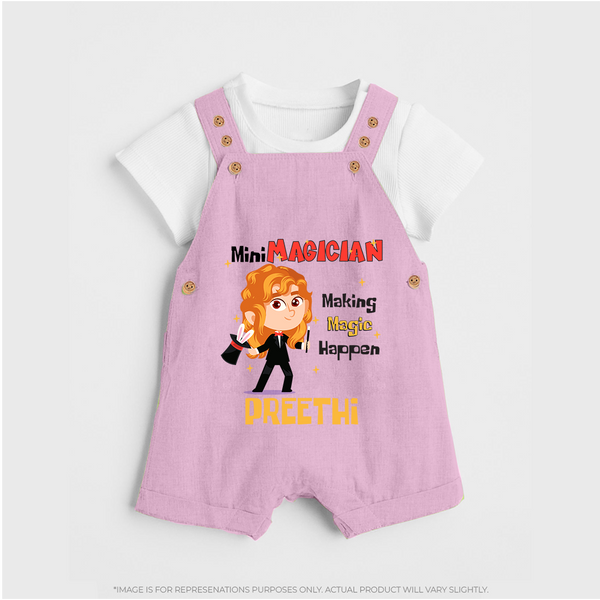 Future Magician Dungaree Set | Personalized Profession Dungaree Set - BABY PINK - 0 - 5 Months Old (Chest 18")
