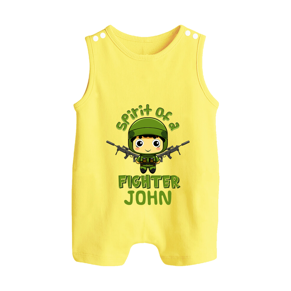 Future Fighter Romper Suit | Custom Name Romper Suit for Infants - PASTEL YELLOW - 0 - 5 Months Old (Chest 18")
