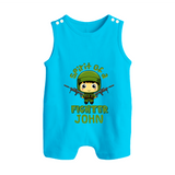 Future Fighter Romper Suit | Custom Name Romper Suit for Infants - SKY BLUE - 0 - 5 Months Old (Chest 18")