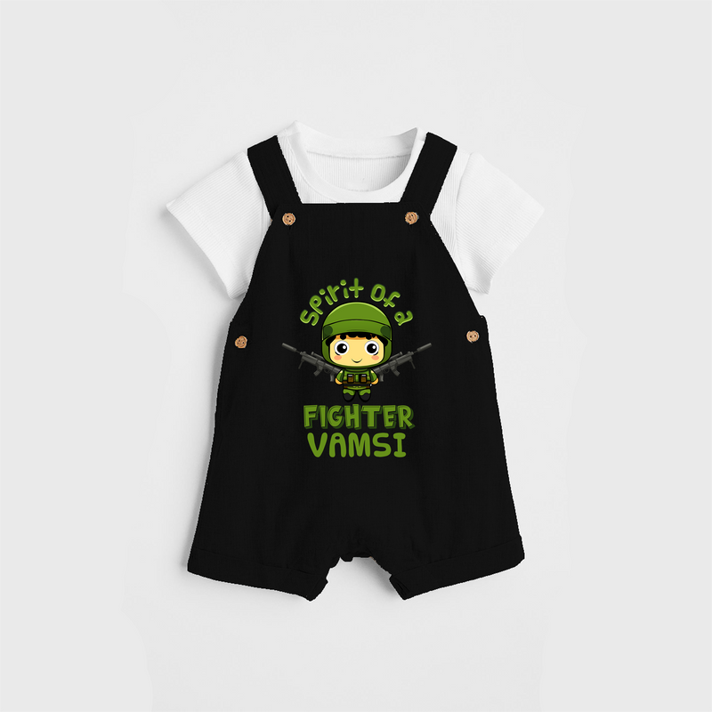 Military Fighter Boy Spirit Dungaree - BLACK - 0 - 3 Months Old (Chest 17")