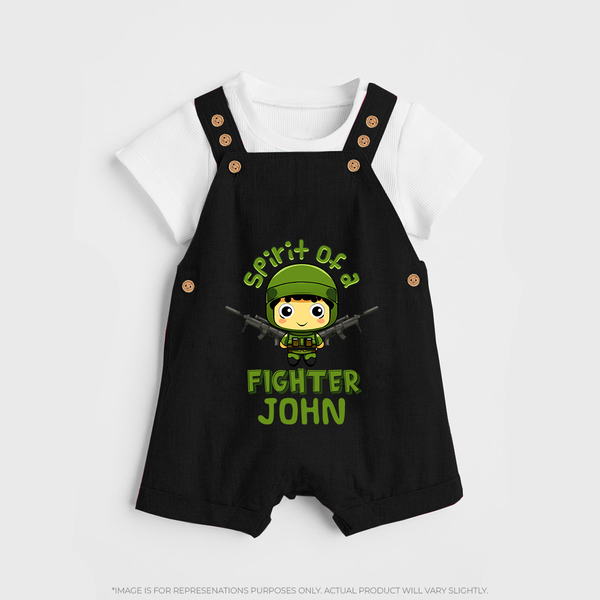 Future Fighter Dungaree Set | Custom Name Dungaree Set for Infants - BLACK - 0 - 5 Months Old (Chest 18")