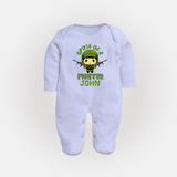 Future Fighter Sleep Suit | Custom Name Sleep Suit for Infants - BABY BLUE - New Born (Chest 7.5")