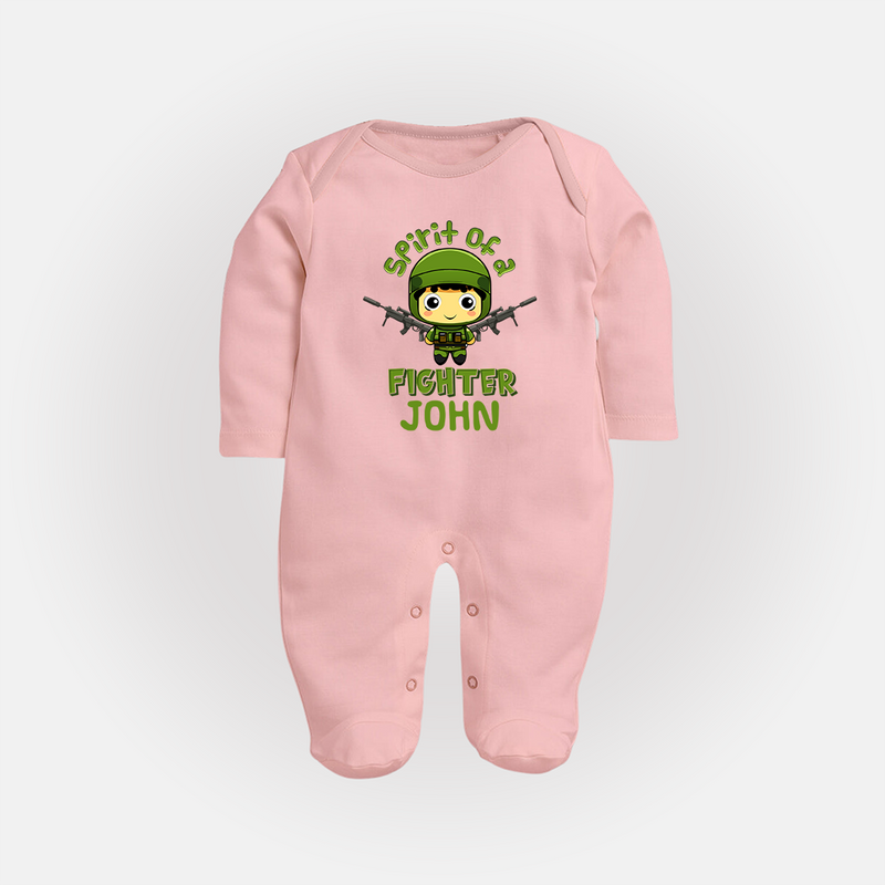 Future Fighter Sleep Suit | Custom Name Sleep Suit for Infants - BABY PINK - New Born (Chest 7.5")