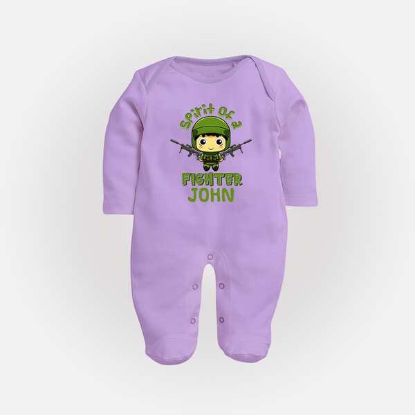 Future Fighter Sleep Suit | Custom Name Sleep Suit for Infants - LILAC - New Born (Chest 7.5")