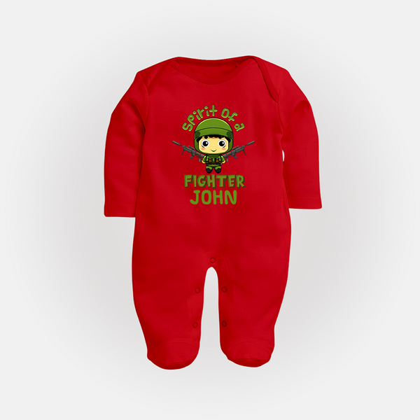 Future Fighter Sleep Suit | Custom Name Sleep Suit for Infants - RED - New Born (Chest 7.5")