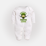 Future Fighter Sleep Suit | Custom Name Sleep Suit for Infants - WHITE - New Born (Chest 7.5")
