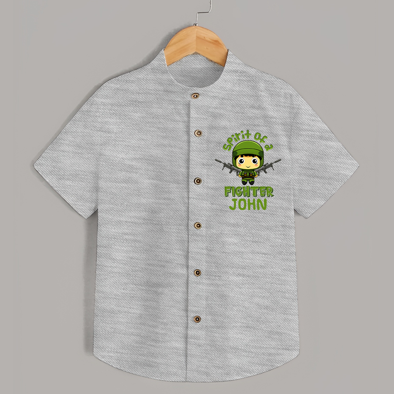 Future Fighter Shirt | Custom Name Shirt for Infants - GREY - 0 - 6 Months Old (Chest 23")