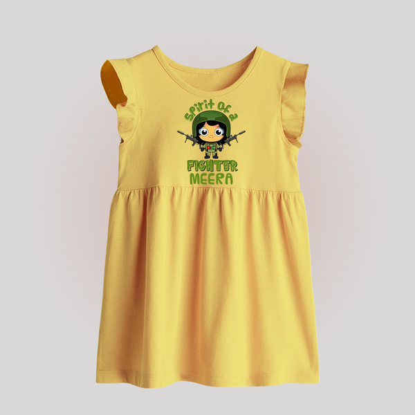 Future Fighter Baby Frock | Custom Name Baby Baby Frock  - PASTEL YELLOW - 0 - 3 Months Old (Chest 17")