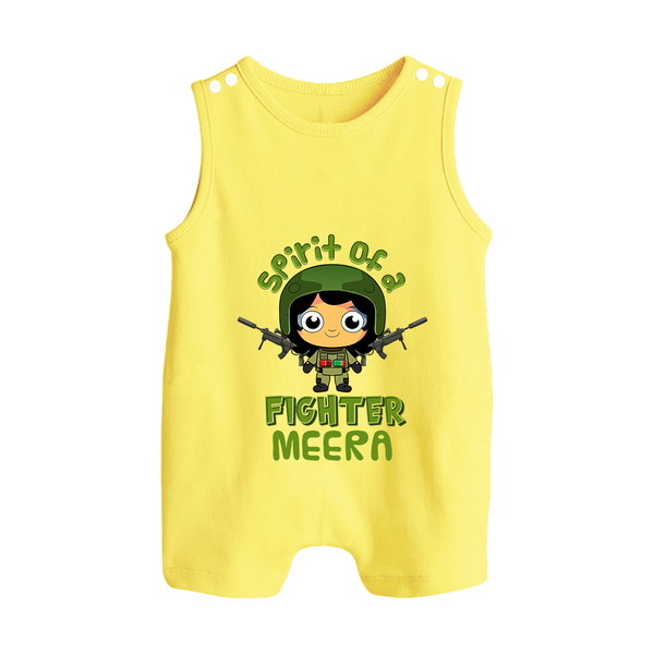 Future Fighter Romper Suit | Custom Name Baby Romper Suit  - PASTEL YELLOW - 0 - 5 Months Old (Chest 18")